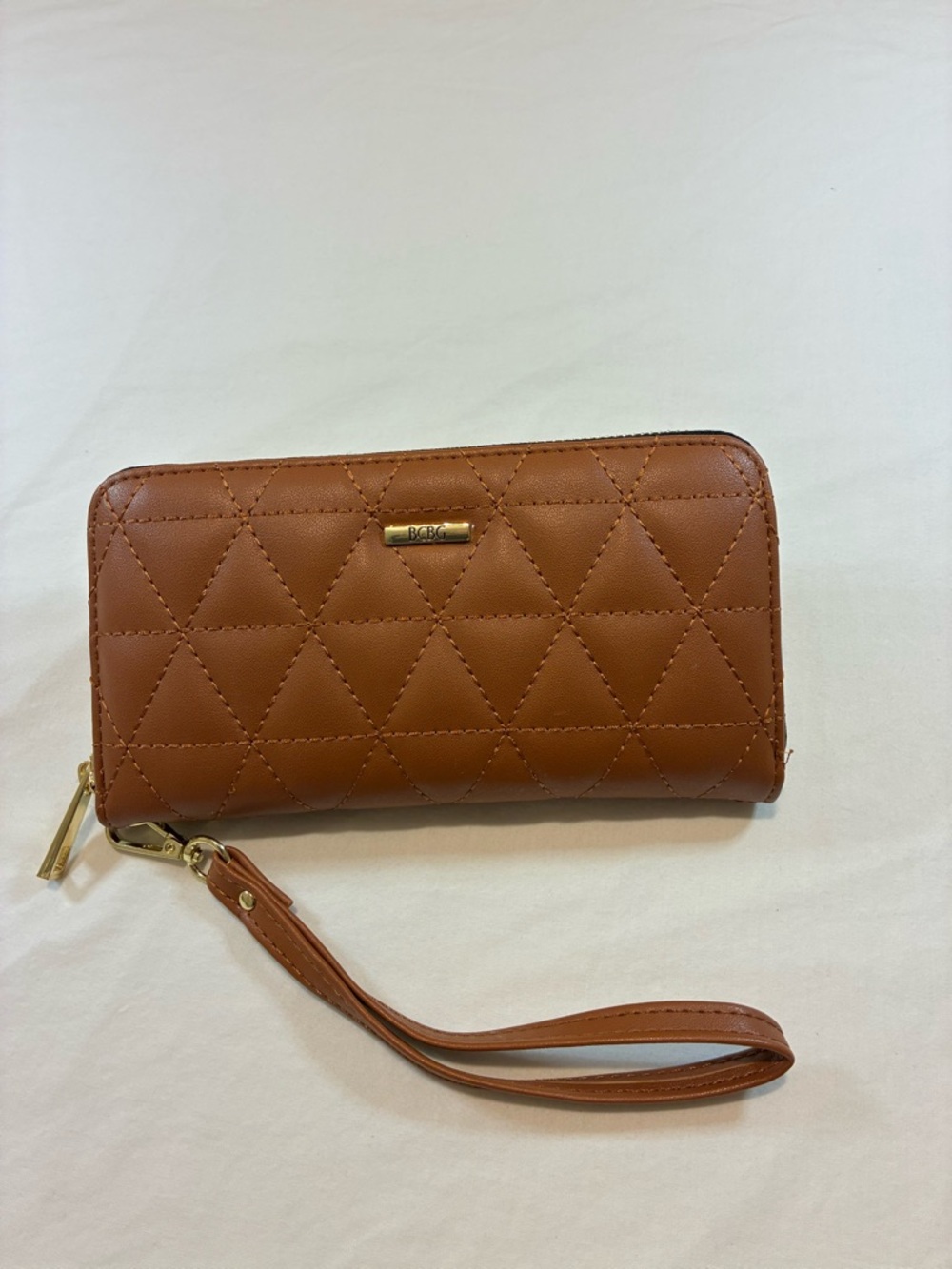 BCBG Quilted Wristlet Clutch in Caramel Brown